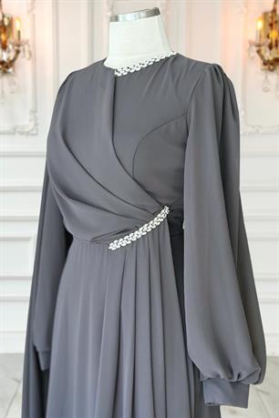 Feza Tesettür Abiye Antrasit