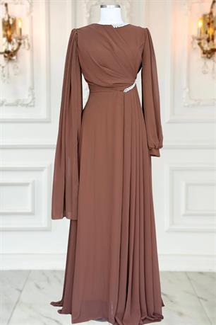 Feza Tesettür Abiye Kahve