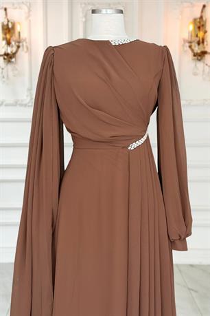 Feza Tesettür Abiye Kahve