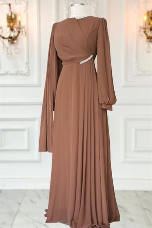 Feza Tesettür Abiye Kahve