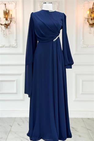 Feza Tesettür Abiye Lacivert