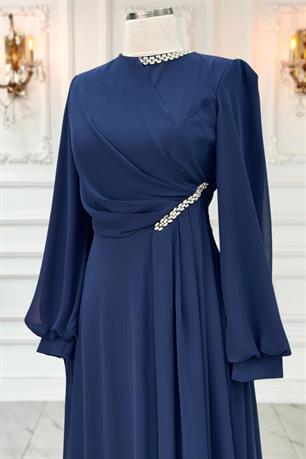 Feza Tesettür Abiye Lacivert