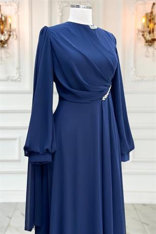 Feza Tesettür Abiye Lacivert