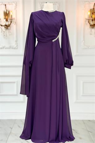 Feza Tesettür Abiye Mürdüm