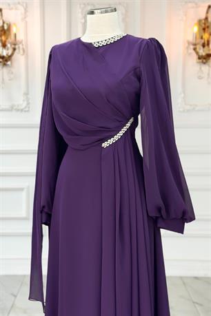 Feza Tesettür Abiye Mürdüm