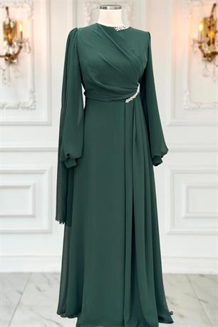 Feza Tesettür Abiye Zümrüt