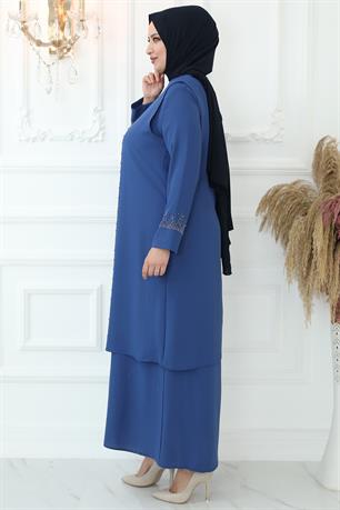 Filiz Tesettür Abiye İndigo