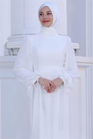 Firuze Tesettür Abiye Beyaz