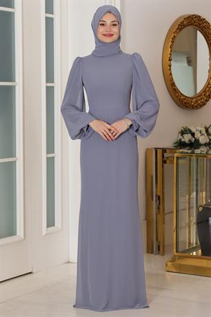 Firuze Tesettür Abiye Gri