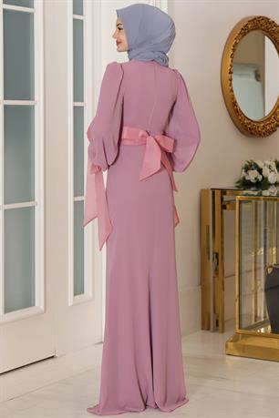 Firuze Tesettür Abiye Pudra