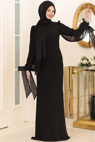 Firuze Tesettür Abiye Siyah