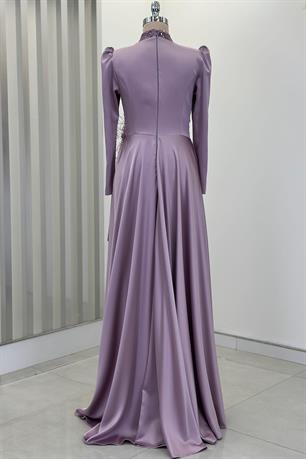 Flowers Tesettür Abiye Lila