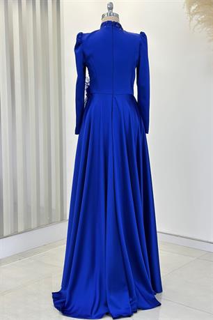 Flowers Tesettür Abiye Saks