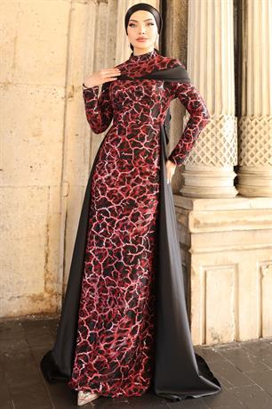 Frezya Tesettür Abiye Kırmızı