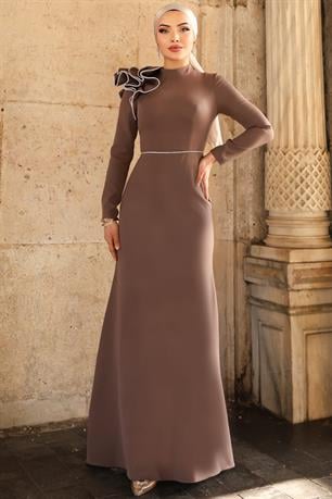 Gelincik Tesettür Abiye Kahve