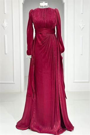 Gözde Tesettür Abiye Bordo