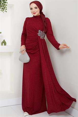 Gözde Tesettür Abiye Bordo