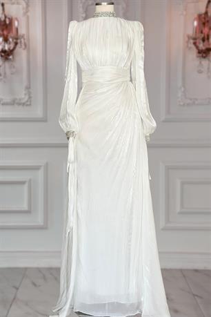 Gözde Tesettür Abiye Ekru