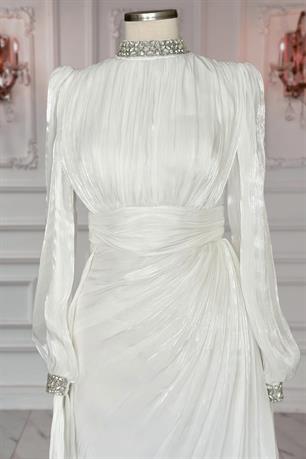 Gözde Tesettür Abiye Ekru