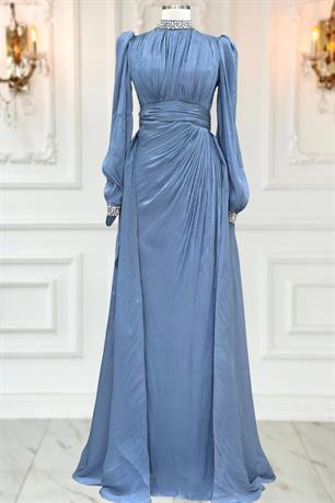 Gözde Tesettür Abiye İndigo