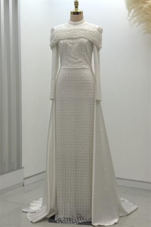 Griselda Tesettür Abiye Beyaz