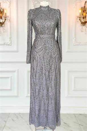 Gülce Tesettür Abiye Antrasit