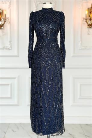 Gülce Tesettür Abiye Lacivert