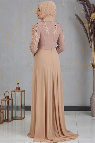 Güneş Boncuk İşlemeli Tesettür Tulum Gold