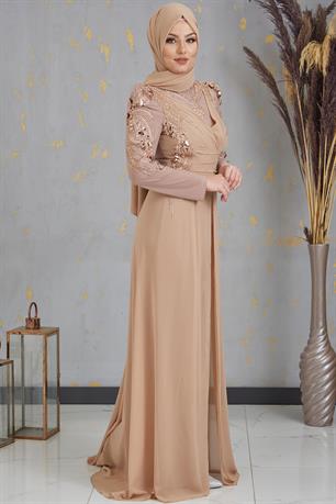 Güneş Boncuk İşlemeli Tesettür Tulum Gold