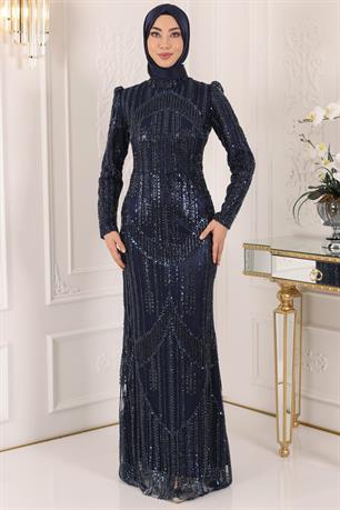 Hafsa Tesettür Abiye Lacivert