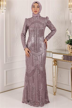 Hafsa Tesettür Abiye Lila