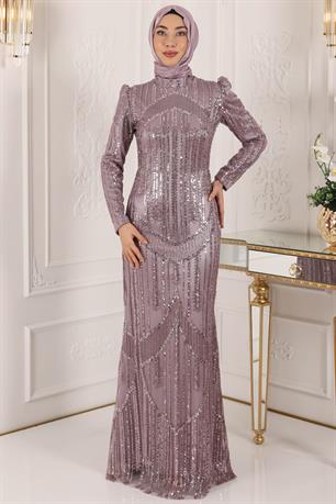 Hafsa Tesettür Abiye Lila