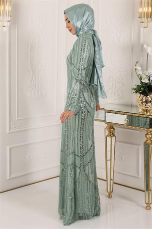 Hafsa Tesettür Abiye Mint