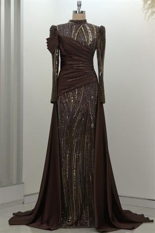 Hailey Tesettür Abiye Kahve