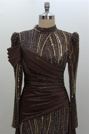 Hailey Tesettür Abiye Kahve