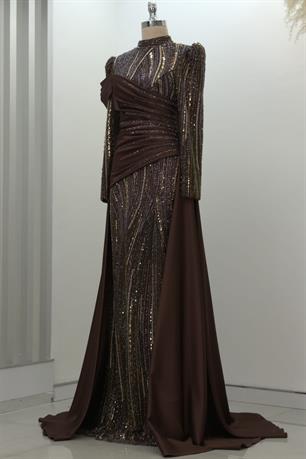 Hailey Tesettür Abiye Kahve