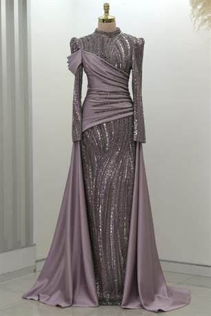 Hailey Tesettür Abiye Lila