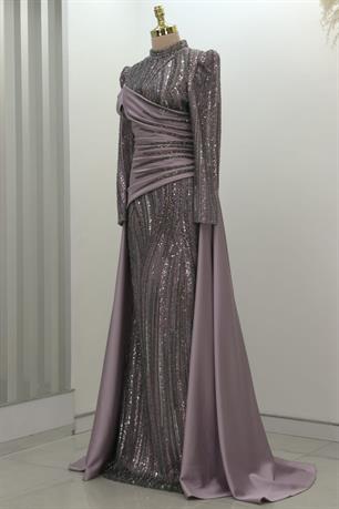 Hailey Tesettür Abiye Lila