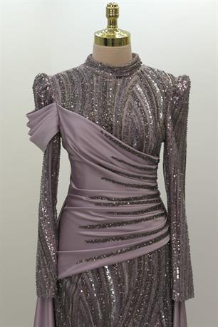 Hailey Tesettür Abiye Lila