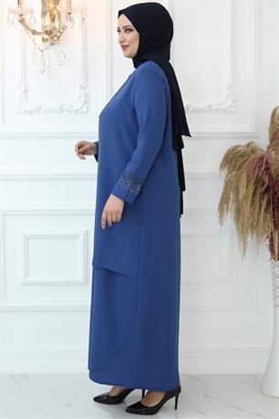 Hatun Tesettür Abiye İndigo