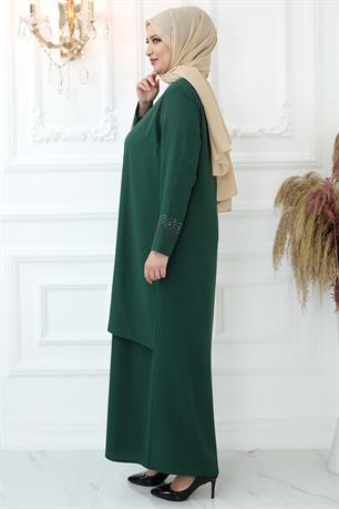 Hatun Tesettür Abiye Zümrüt
