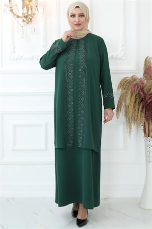 Hatun Tesettür Abiye Zümrüt