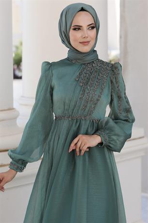 Helen Tesettür Abiye Haki