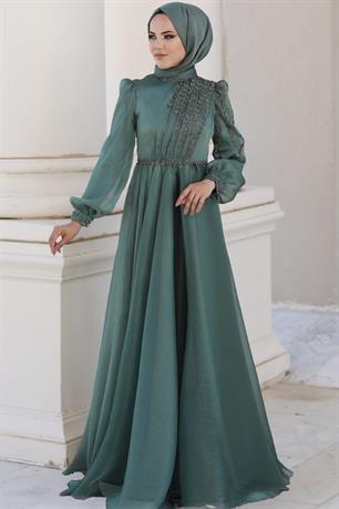 Helen Tesettür Abiye Haki