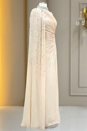 Helen Tesettür Abiye Krem