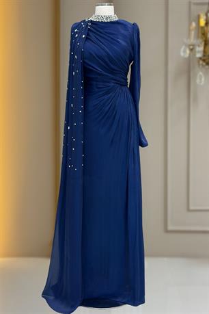 Helen Tesettür Abiye Lacivert