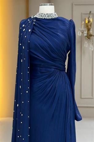 Helen Tesettür Abiye Lacivert