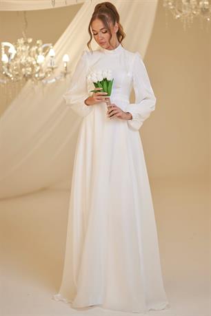 Helin Tesettür Abiye Beyaz