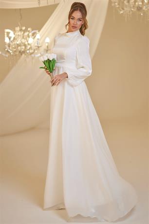 Helin Tesettür Abiye Beyaz