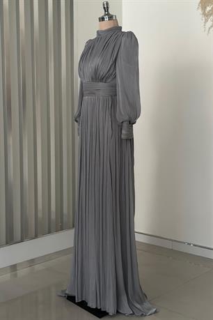 Hellas Tesettür Abiye Gri